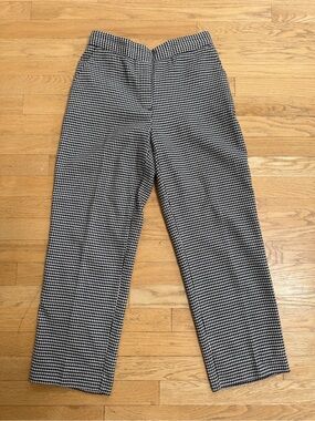 Zara Black and White Houndstooth Ankle Crop Pants